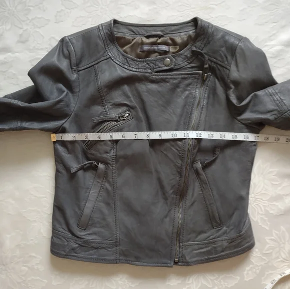 Boden limited edition leather biker Moto cropped asymmetric jacket